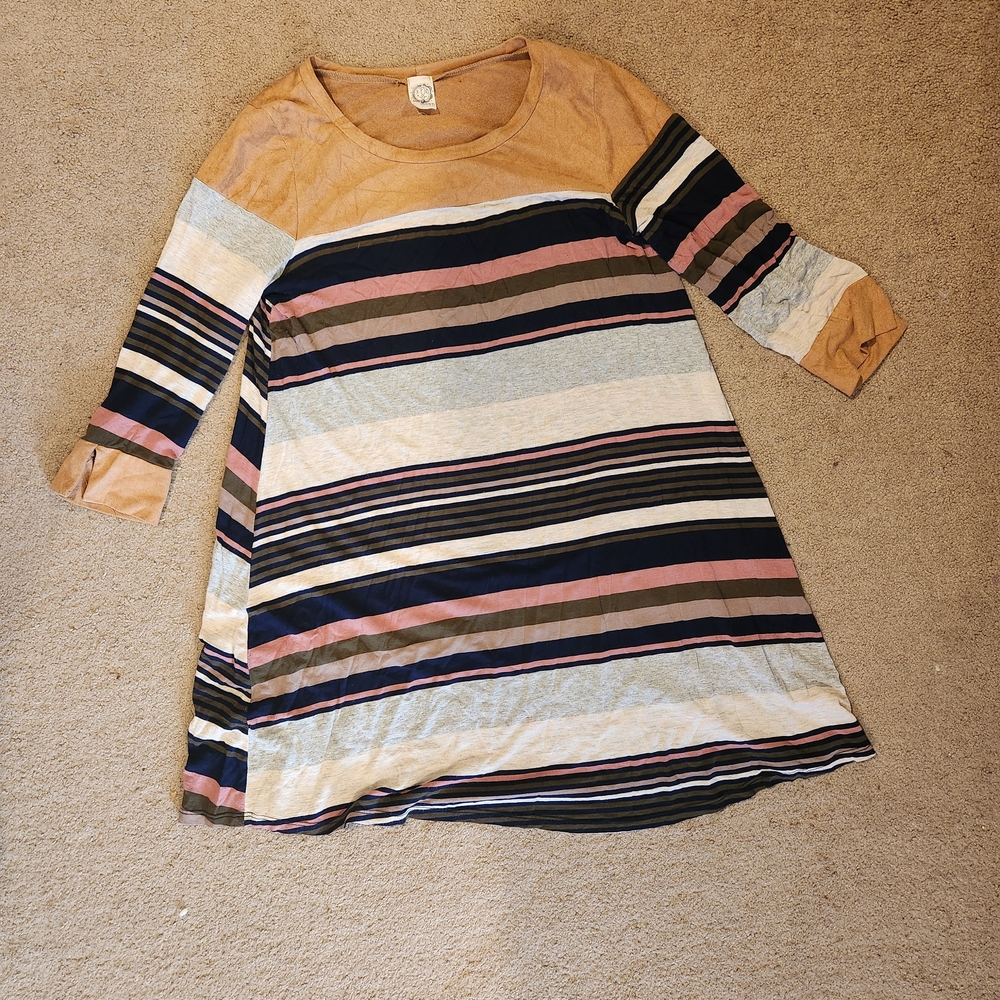 Striped Multicolor Long Sleeve Dress